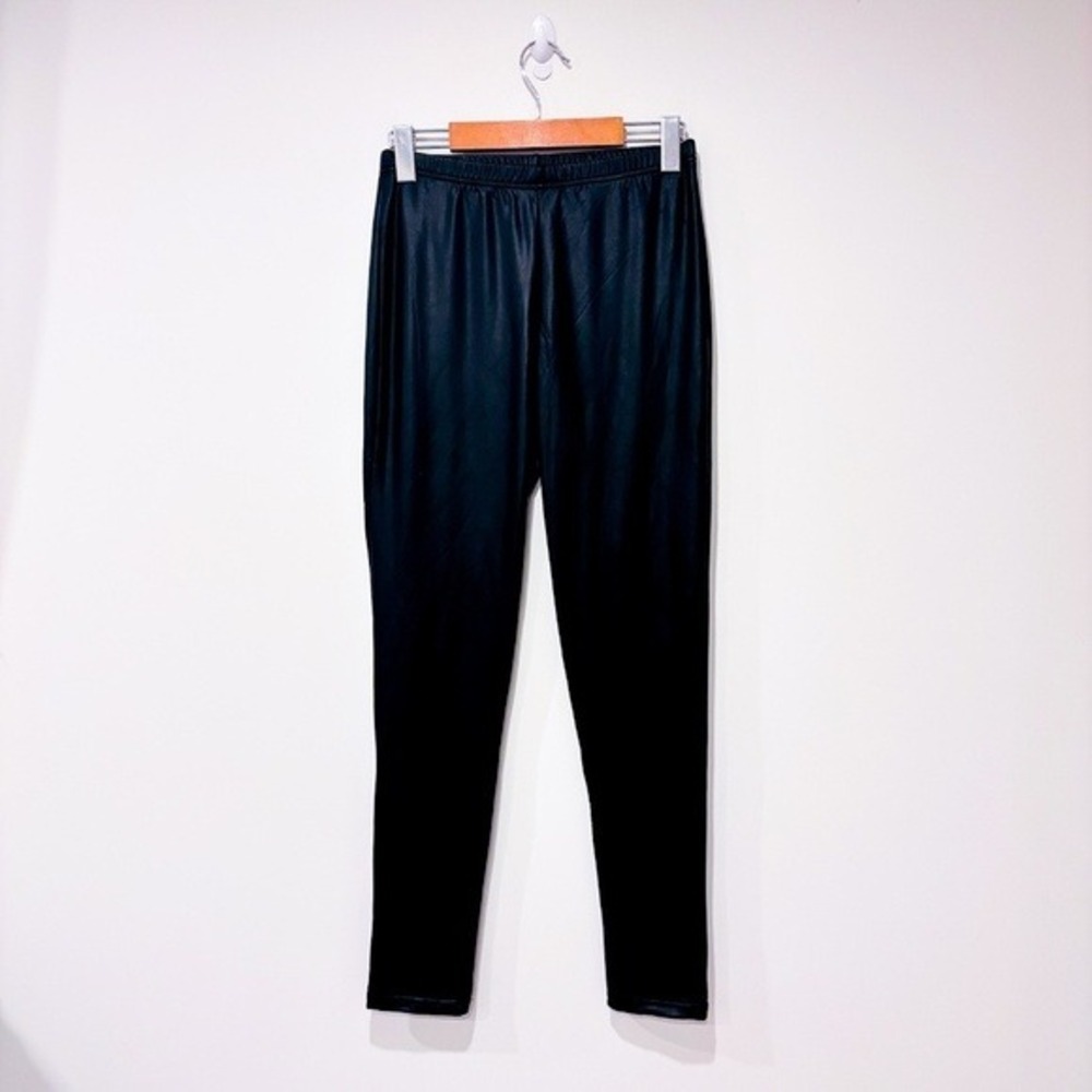 PLUSH Black Faux Leather Leggings Glossy Liquid Look Medium